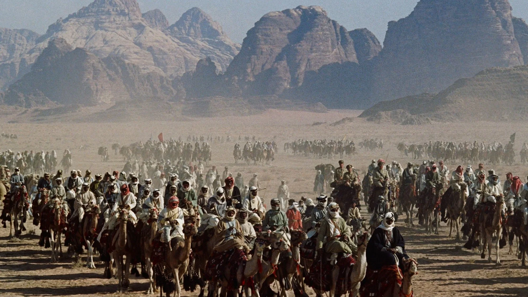 A lone rider crossing the desert in Lawrence of Arabia (1962)